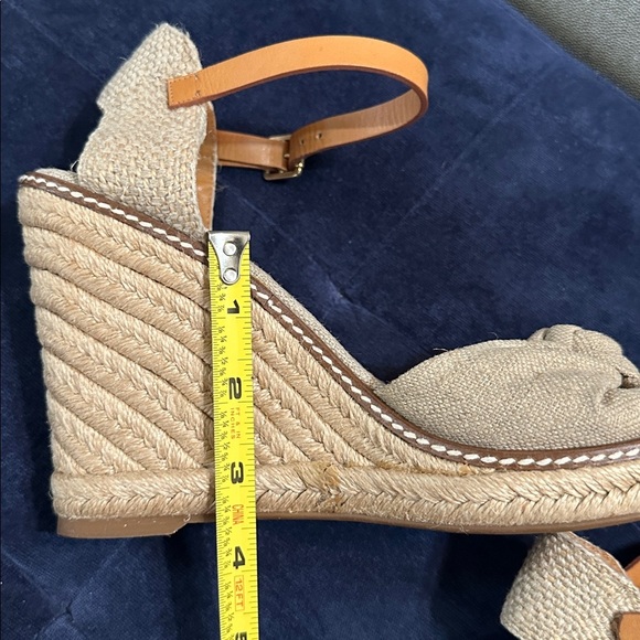 Tory Burch Macy Espadrille Wedge Sandals Linen Beige Women’s 7.5B Made in Spain - Picture 13 of 14